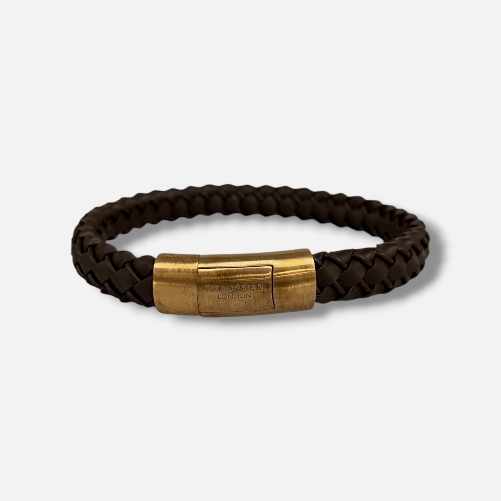 Tateossian Men’s 18K Rose Gold Plated Sterling Silver Gomma Leather Bracelet