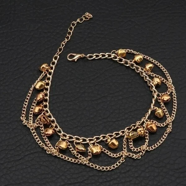 Women’s Fashion Jewelry Bohemian Gold Tassel Anklet Bracelet Beach Gift For Her