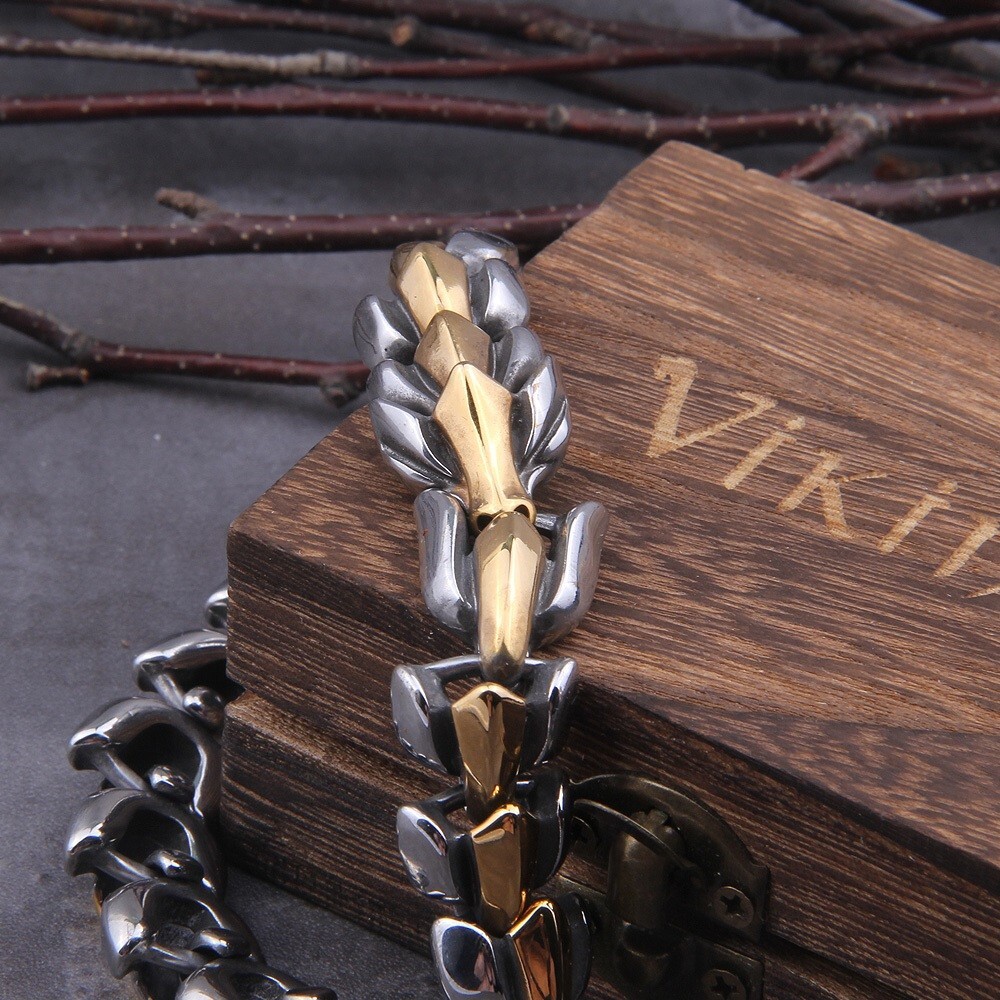 Viking Bracelet Ouroboros Vintage Punk Stainless Steel Fashion Jewelry For Mens