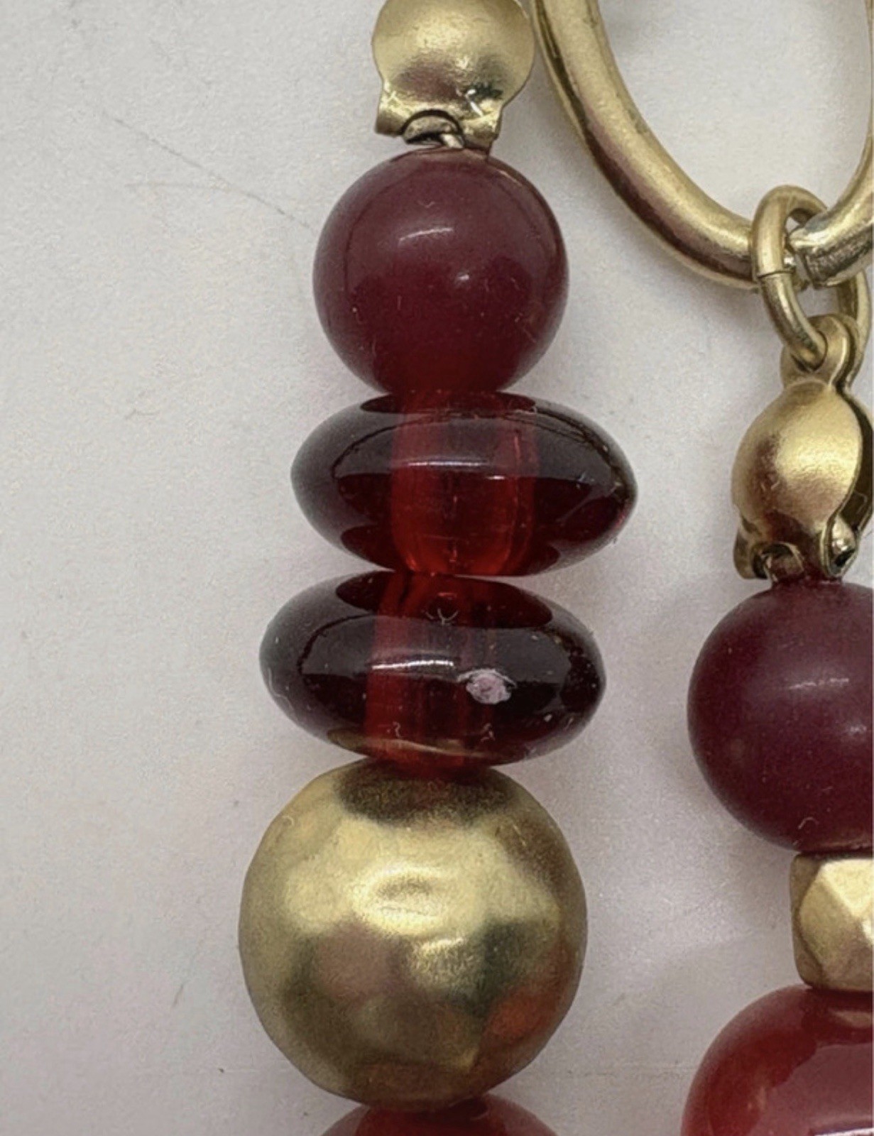 Chico’s Statement Necklace Merlot Gold Tone Chain Accent Beads SEE NOTES Ltd ED