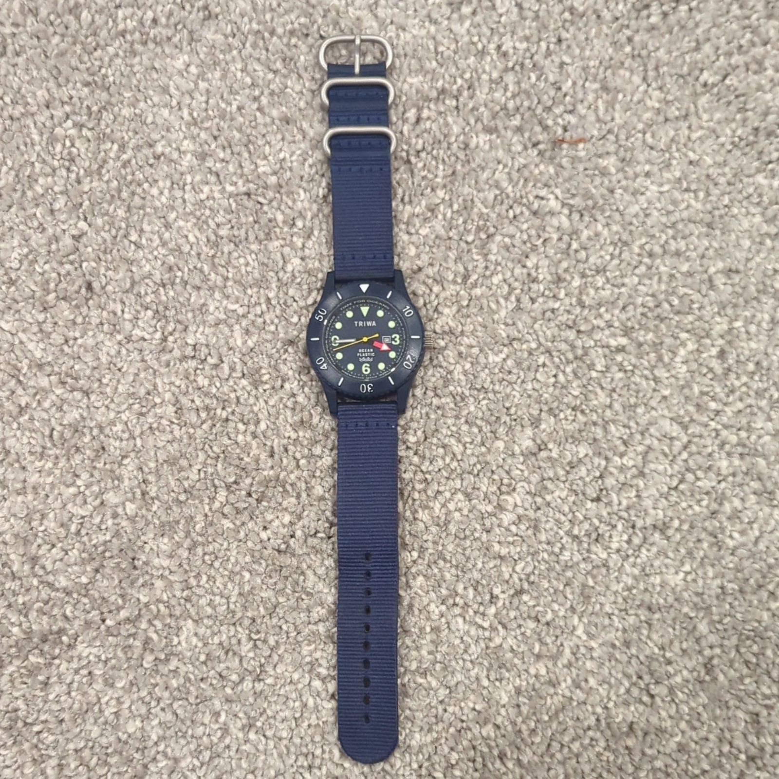 TRIWA Time for Oceans Blue Dial Date Quartz Watch Blue NATO Nylon Strap