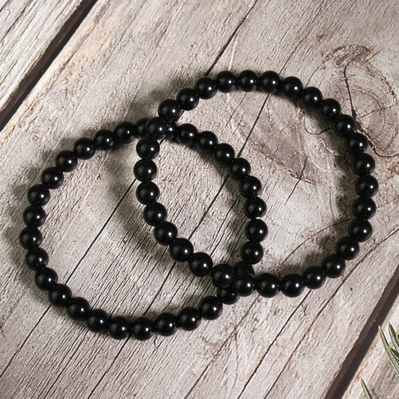 Natural Black Tourmaline 6mm Beads Healing Protection Women Stretch Bracelet
