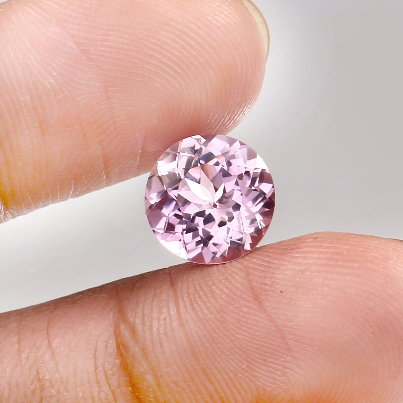 Natural Flawless Soft Pink Morganite Round Cut Loose Gemstone 10×10 MM