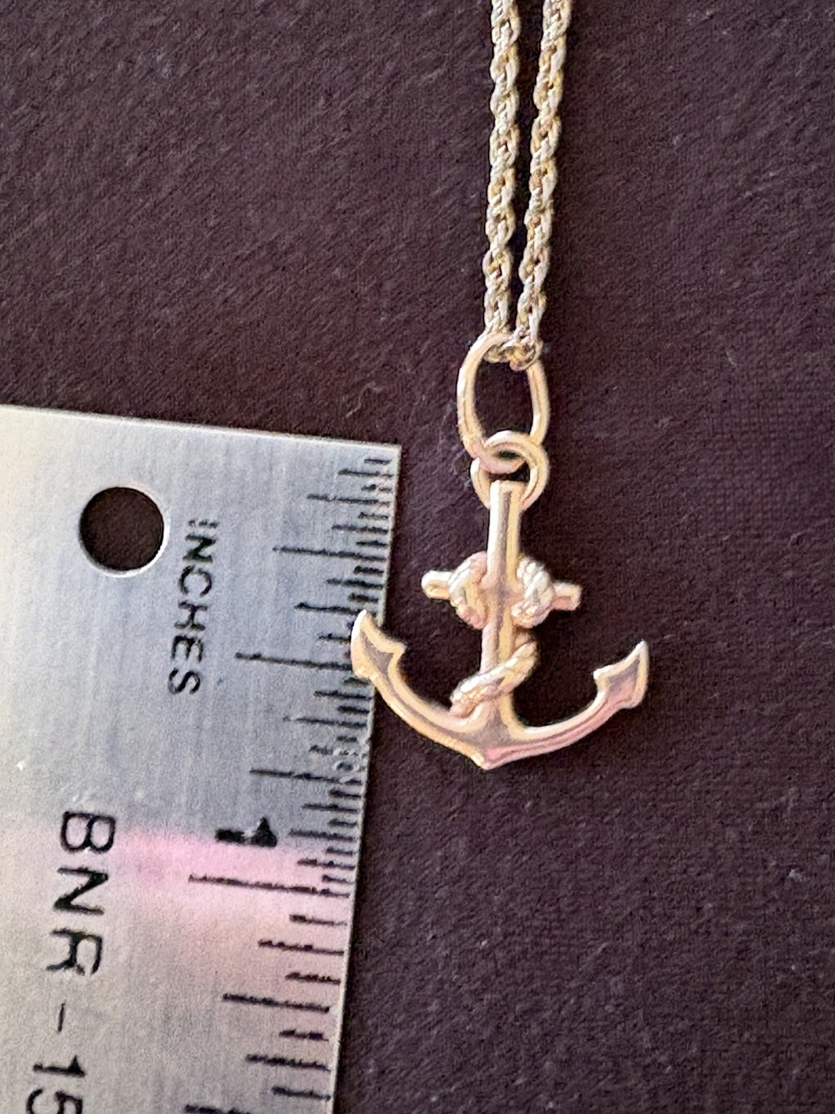 925 Italy Goldtone Over Sterling Silver Anchor Pendant & Rope Chain 22”