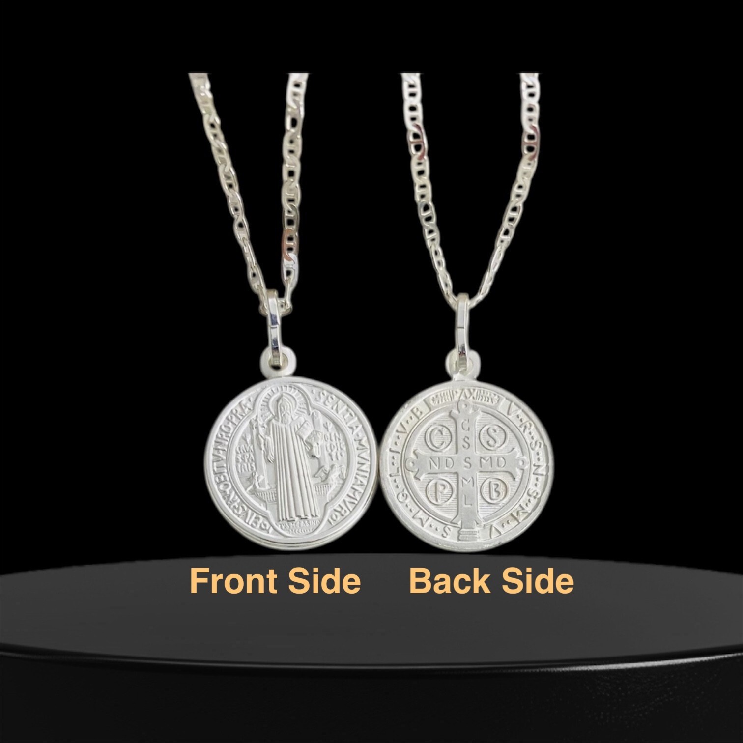925 Silver Saint Benedict 18mm Pendant Or Necklace Good Luck ,Protection-P158