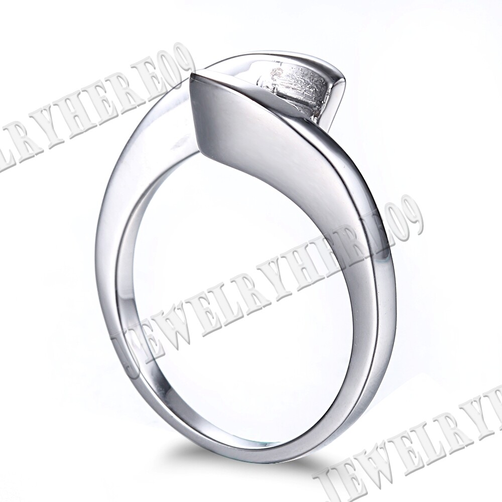 Sterling Silver 925 Tension Simple Solitaire Ring Semi Mount Setting 7mm Round