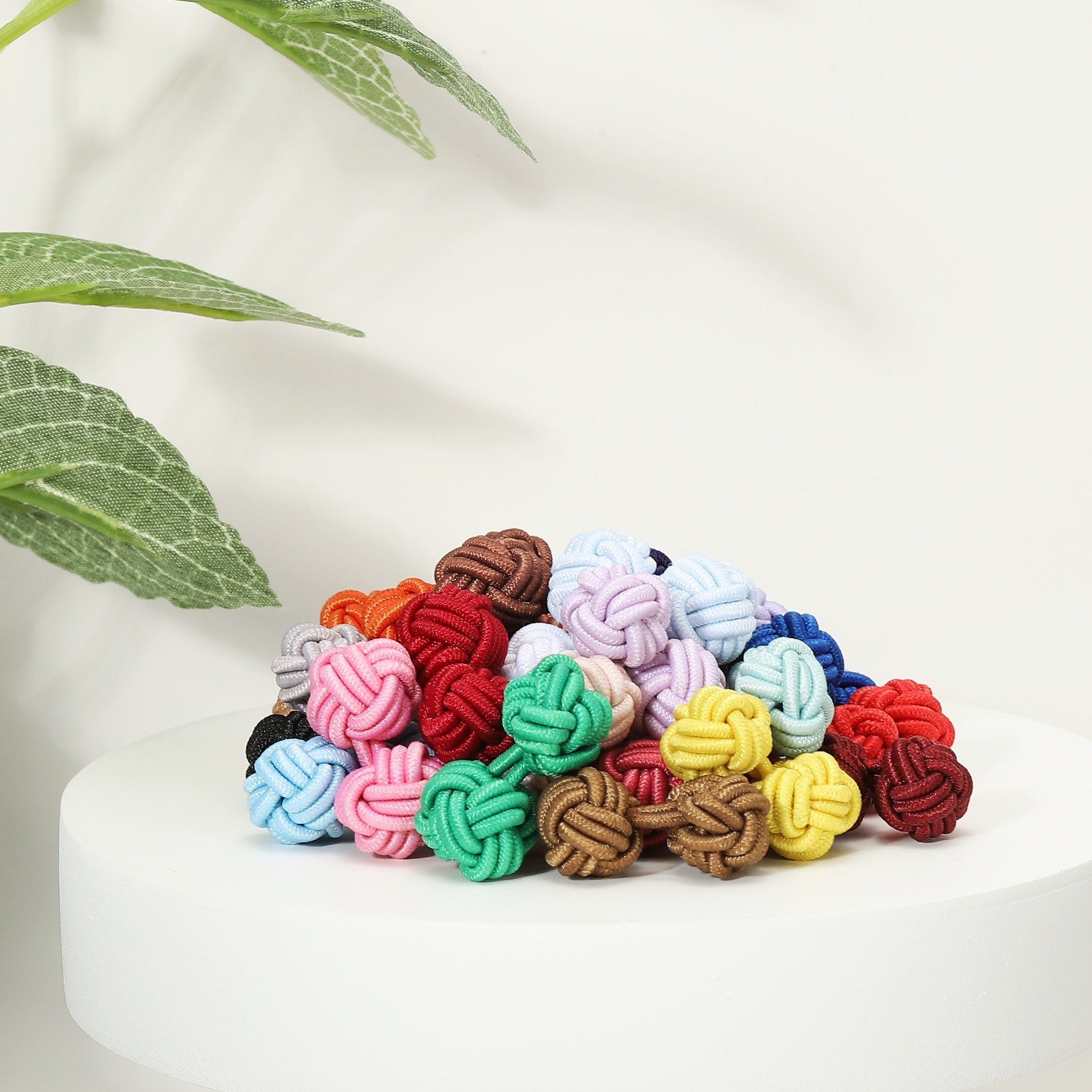 5 Pairs Silk Knot Cufflinks, Elastic Fabric Shirt Cufflinks, Bright Orange