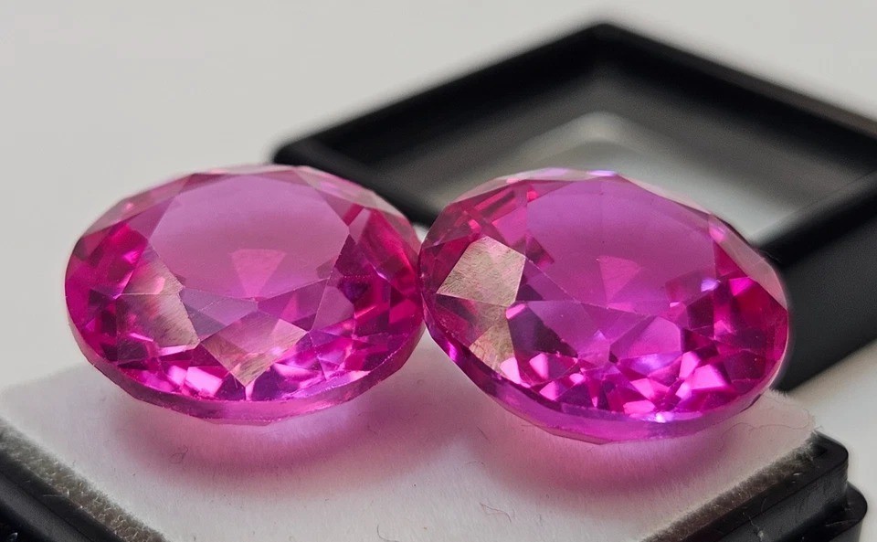 Beautiful Round Cut Pink Sapphire 36-37Ct Natural Pair Jewellery Making Gemstone