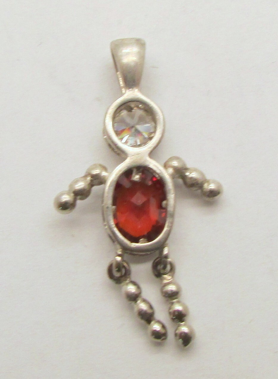 925 STERLING SILVER BIRTHSTONE BABY BOY JANUARY PENDANT 30×15 MM ~ 2.0 G