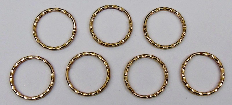 Lot 12 KEY RINGS ~ 25mm 1″ Sturdy Split Ring ~ Hammered GOLD ~ Textured Design