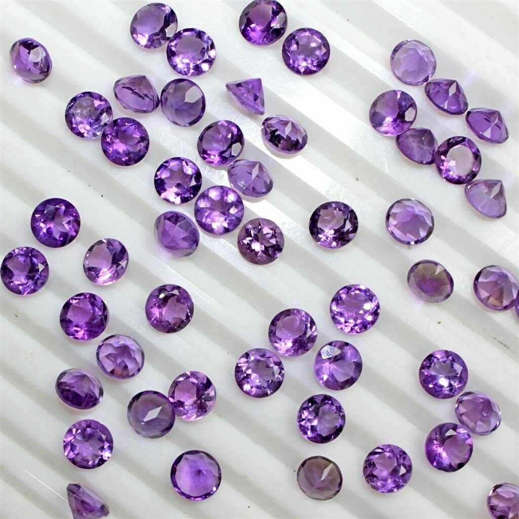 Wholesale Lot 4mm to 7mm Round Cut Natural African Amethyst Calibrated Gemstone