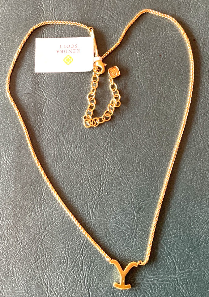 Kendra Scott Yellow Rose Yellowstone Dutton Short Pendant Necklace Vintage Gold