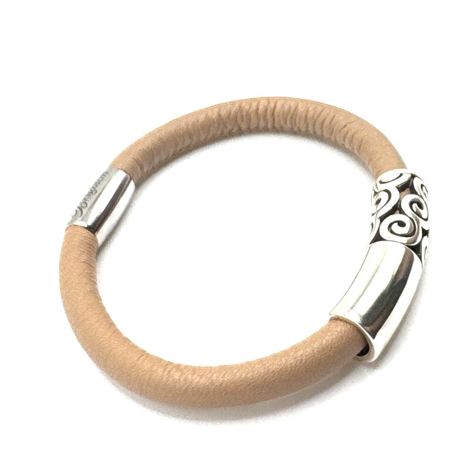 Brighton Woodstock Light Pink Leather Bracelet 7.5 In +Contempo Long Bead