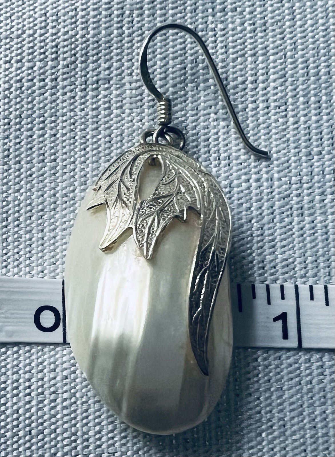 Estate Vintage Sterling Silver 925 Shell Dangle/drop Earrings