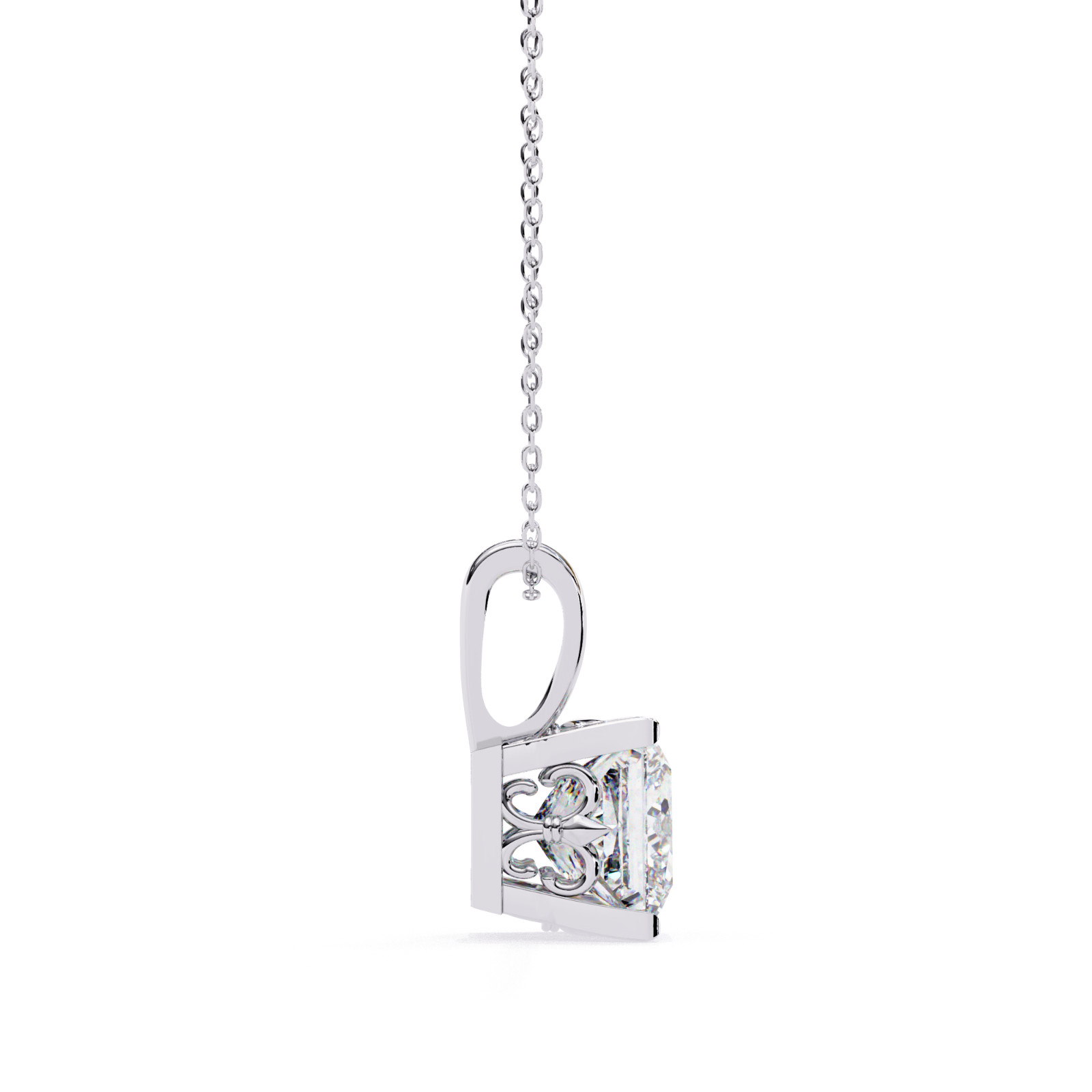 Beautiful Princess Diamond Pendant Made In 14 KT Gold Studded With Lab Created
