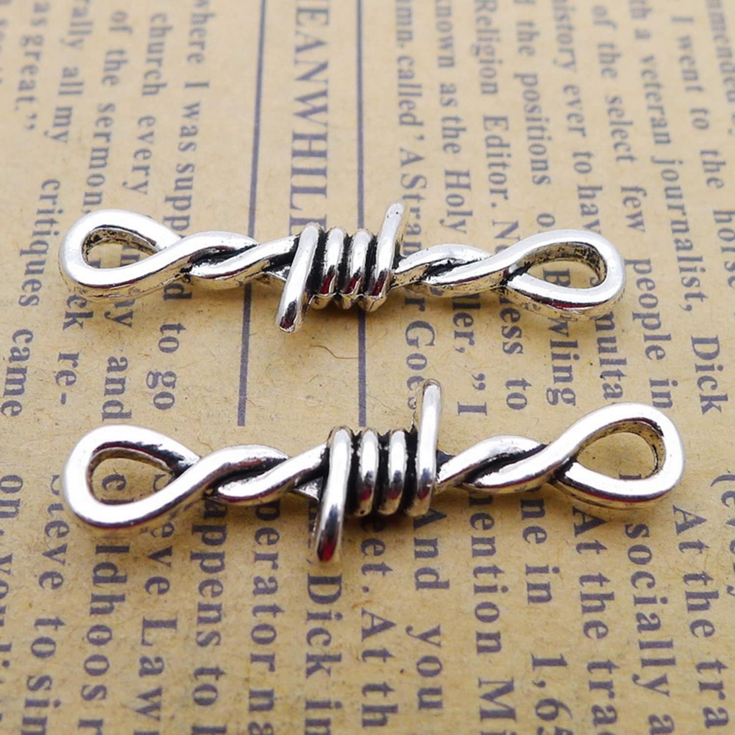 12PCS or 30PCS Antique Silver Tone Barbed Wire Chain Choker Connectors JHS44