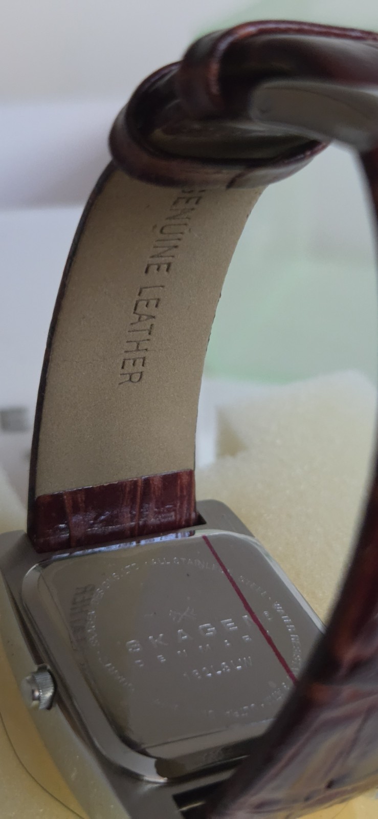 Rare NEW Skagen Ultra Slim Square Watch 182LSLW Brown Leather Date Dial Box…