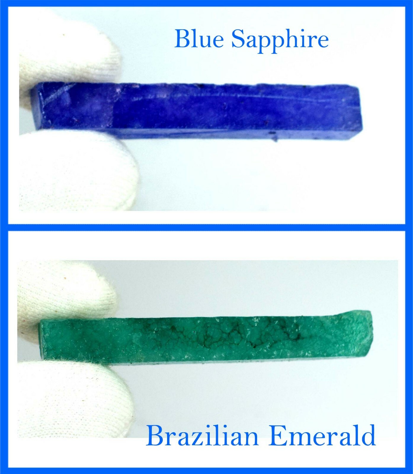 120 Ct. Brazilian Emerald & Blue Sapphire Natural Gems Slice Rough Pair SQ158
