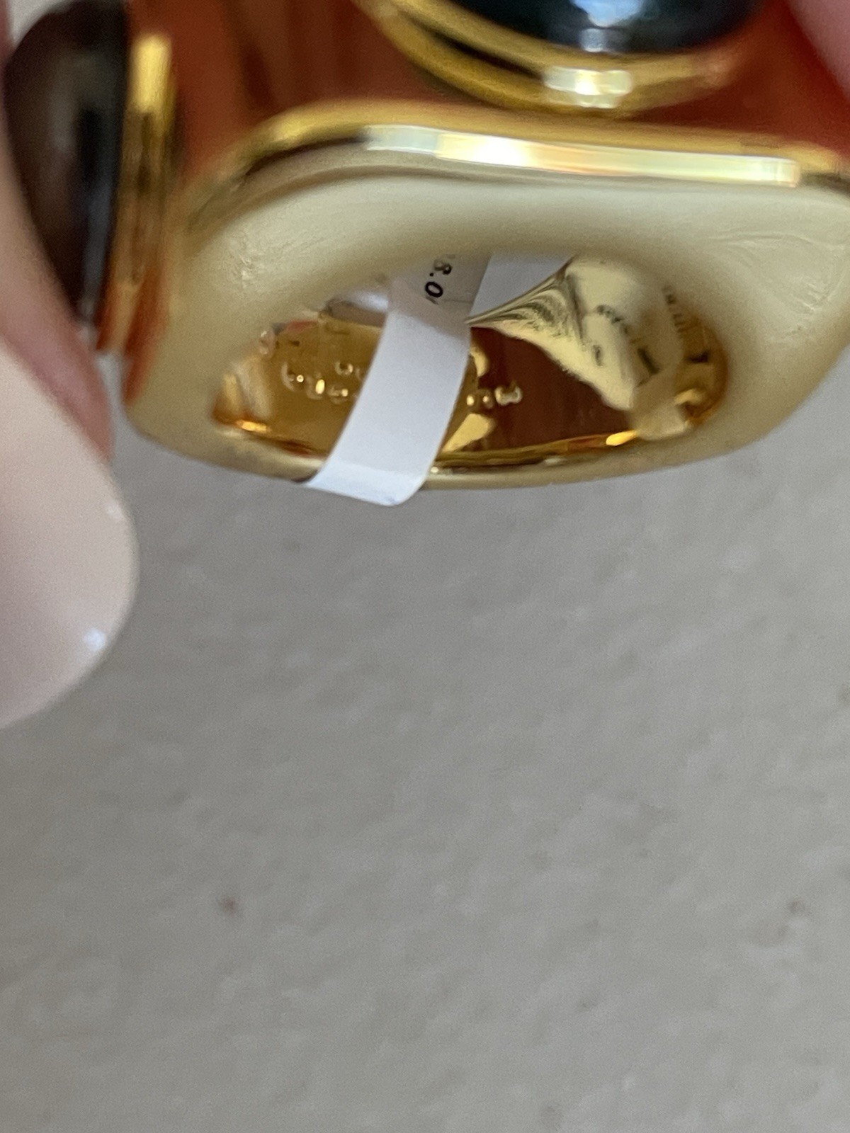KURT GEIGER LONDON GOLD TONE CHUNKY MOOD RING SQUARE UN GREEN/ BLUE 7