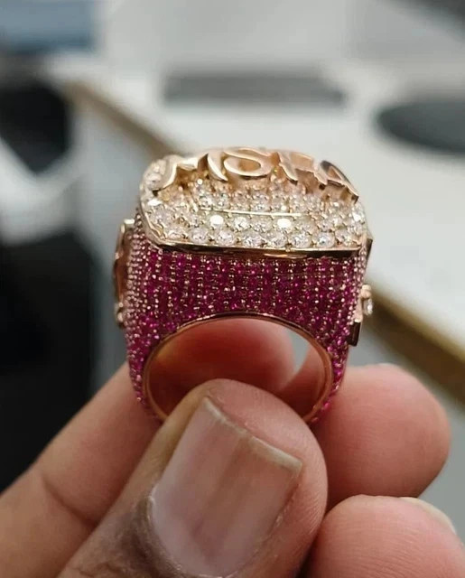 5TCW Round Lab Created Diamond Customize Name Wedding Ring 14k Rose Gold Plated