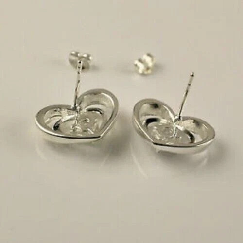 1.00Ct Round lab created Diamond Heart Shape Stud Earrings 14K White Gold Finish