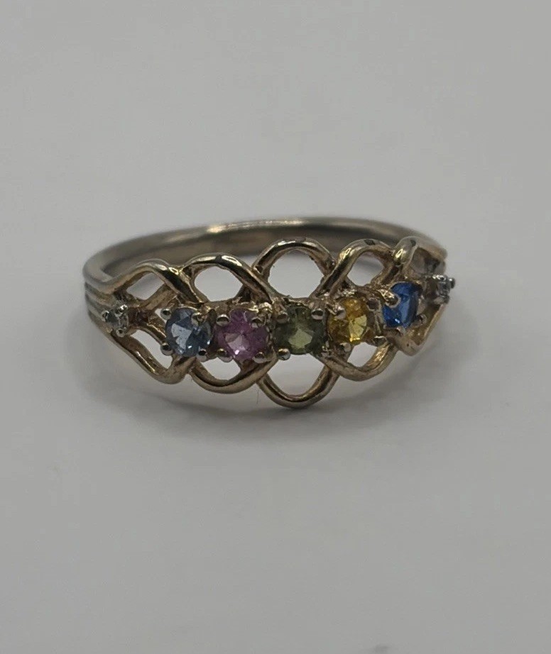 Vintage Rainbow Gemstone Ring Women’s Size 6.75 • Ring “jewelers Test Ring”