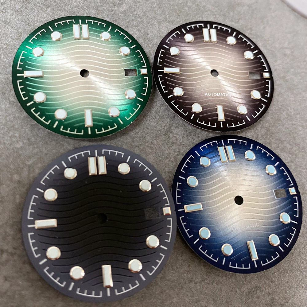 New 31mm Wave Textured Watch Dial With Date Window Fit NH35 NH36 NH38 Movement