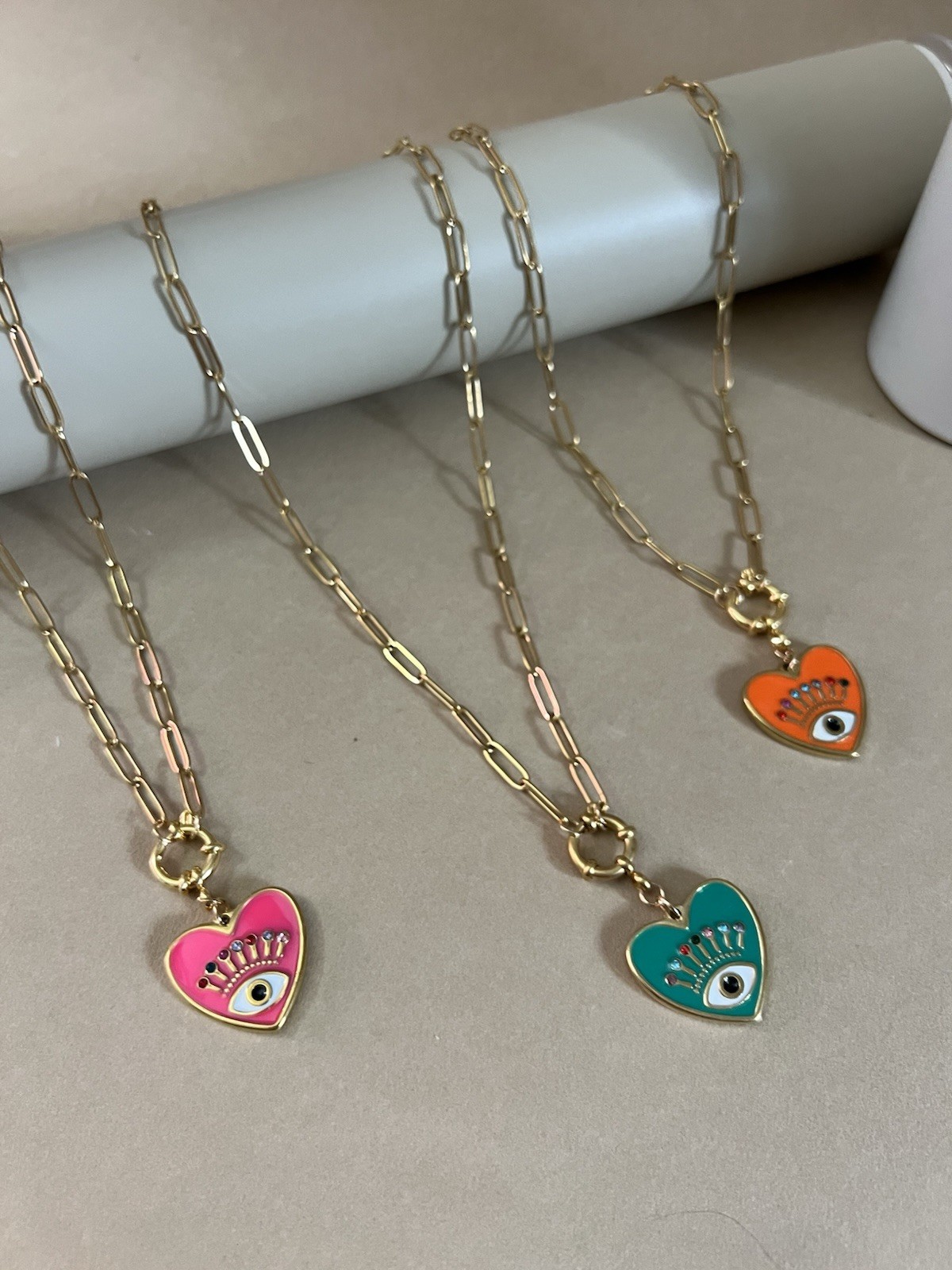 Heart Evil Eye Statement Chain Necklace – Elegant Protection Necklace