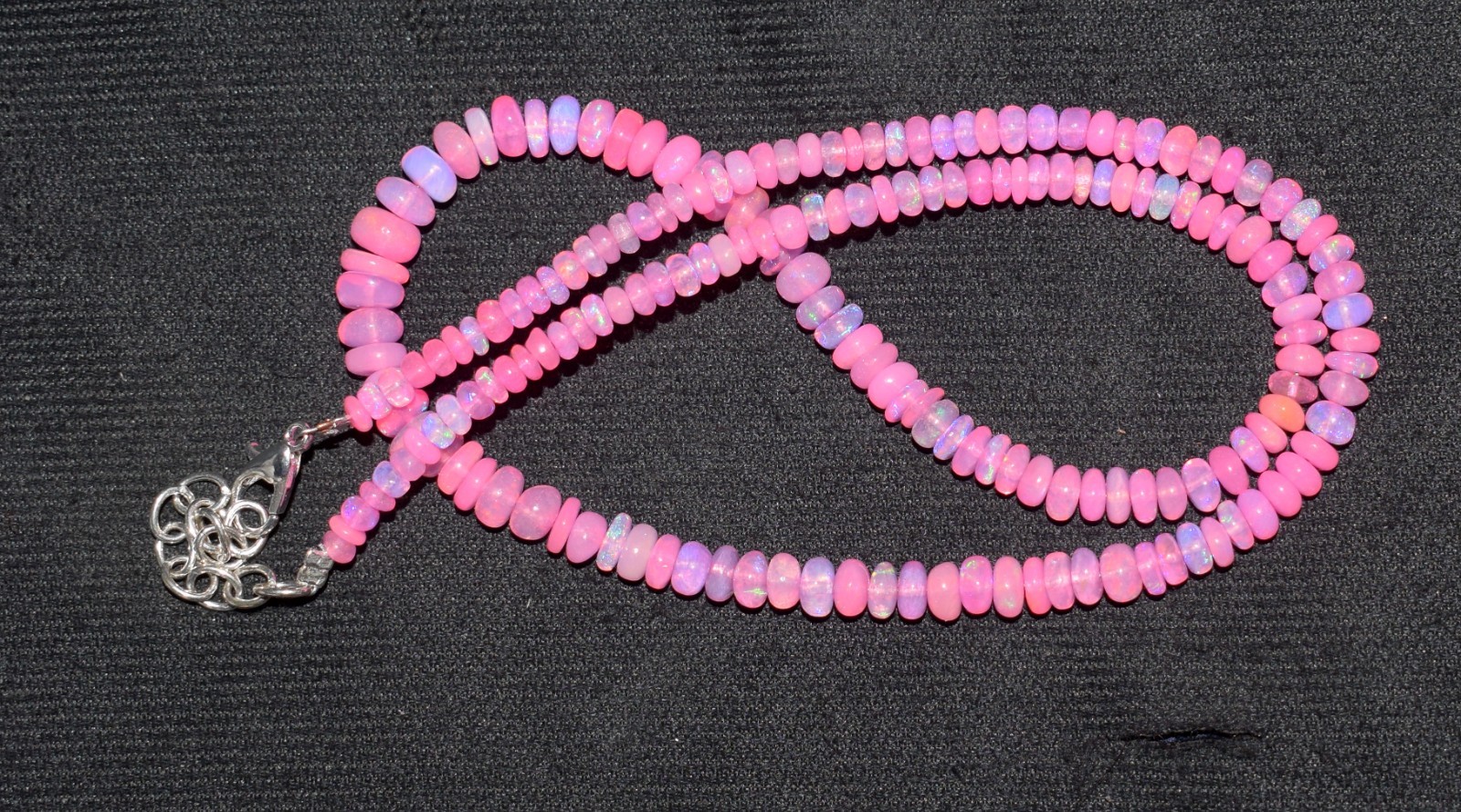 16″Natural Ethiopian Opal Welo Fire Opal Gemstone Bead Necklace