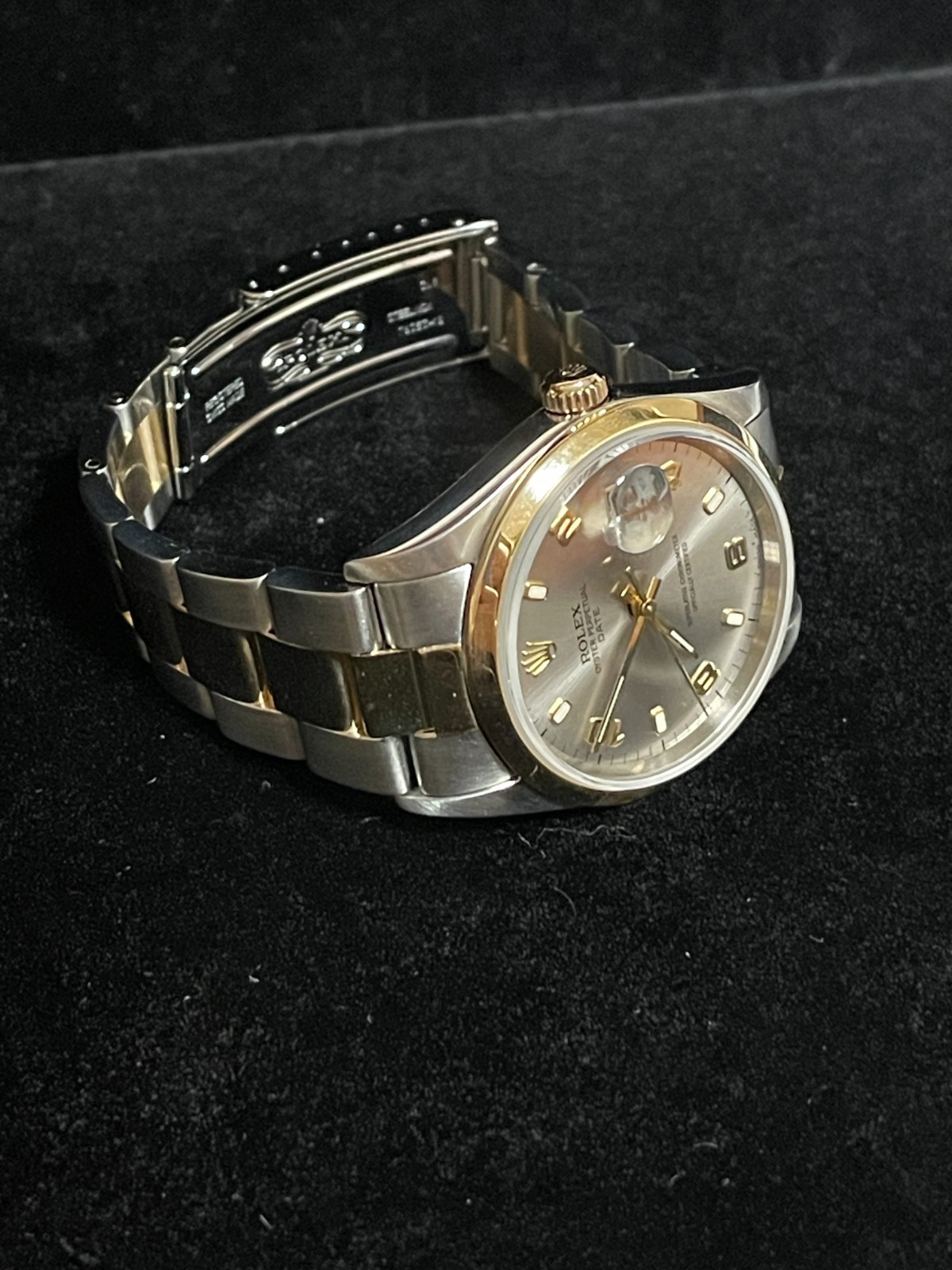2005 Rolex Date 15203 Rhodium Dial TT 18kt with Papers 34mm