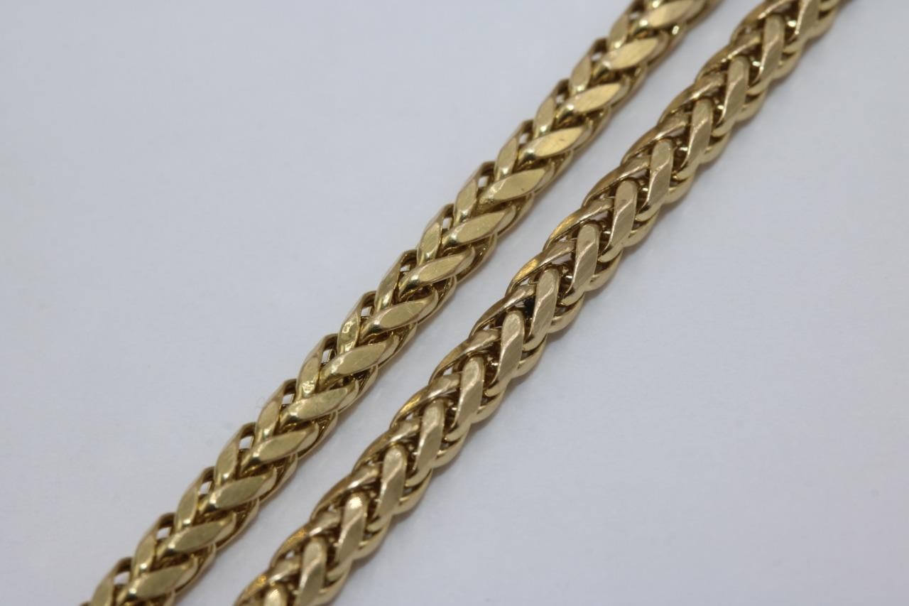 Fine 10K Yellow Gold 2.5mm Round Wheat Chain Necklace Hollow 20″ Long