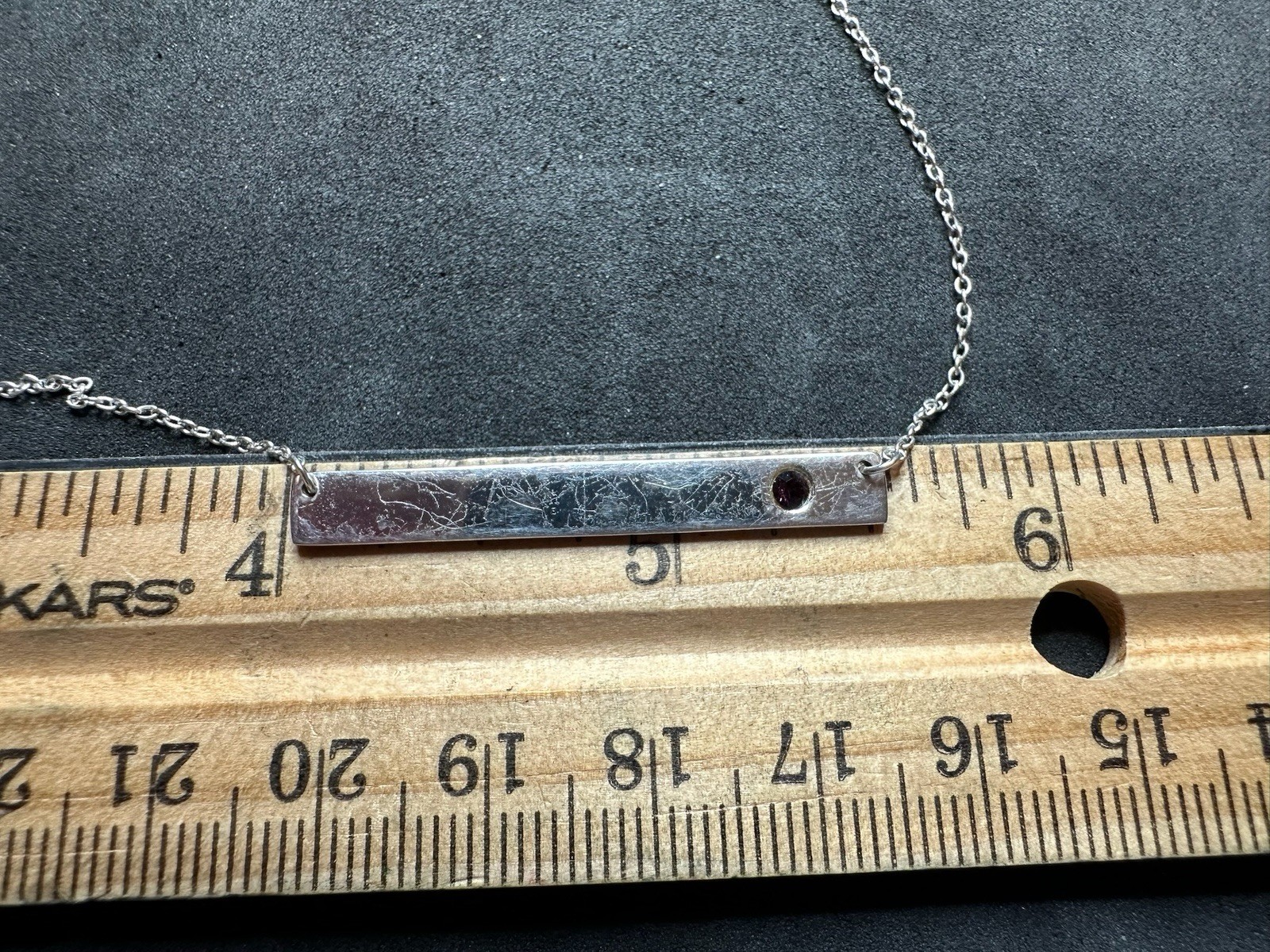 2.82g Vintage Sterling Silver 925 Bar Pendant Necklace Color 18 in