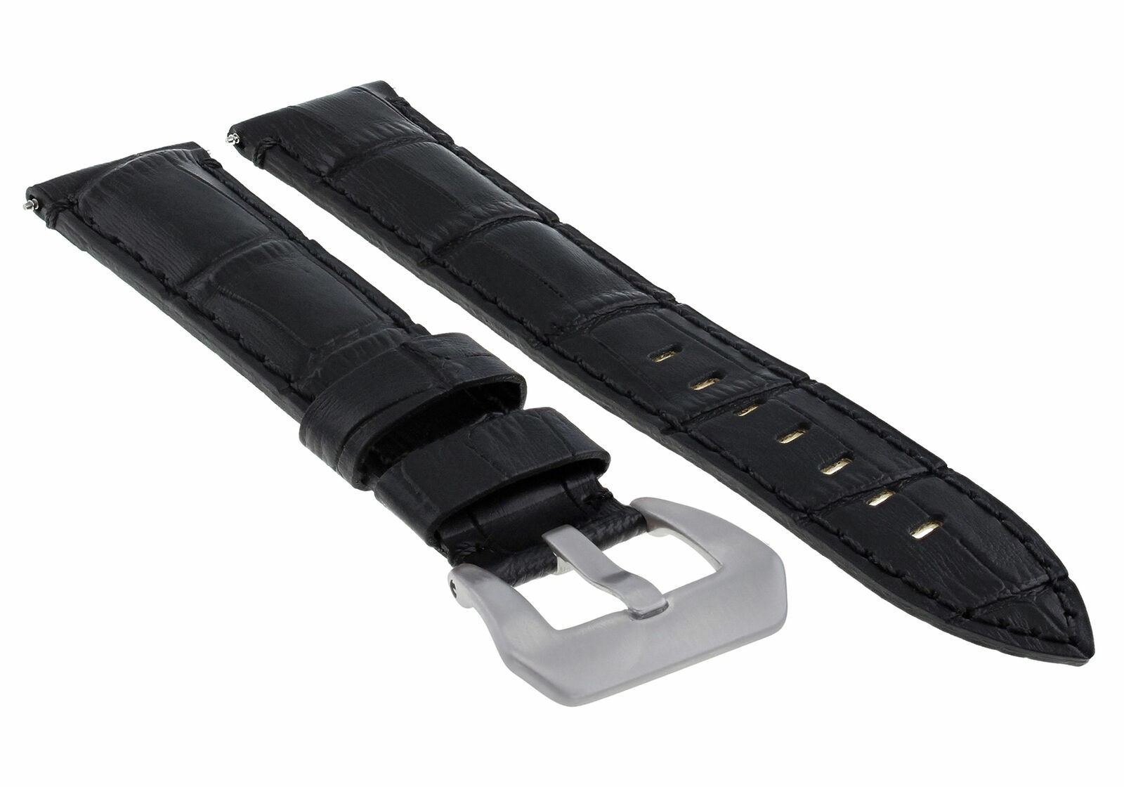24mm Black Leather Replacement Watch Strap For Anonimo Militare