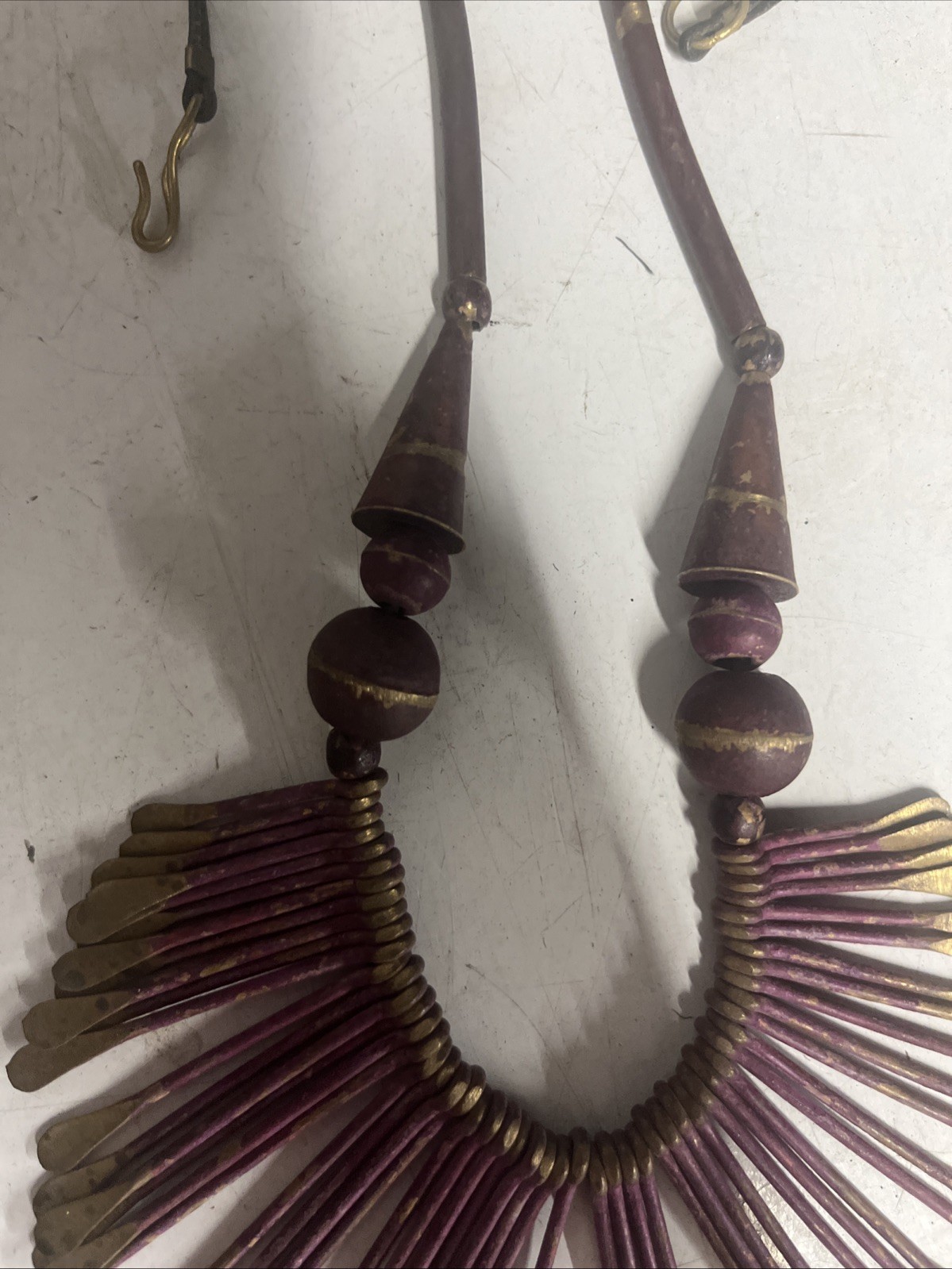 Vintage Tribal, Brass Fringe Bib Necklace