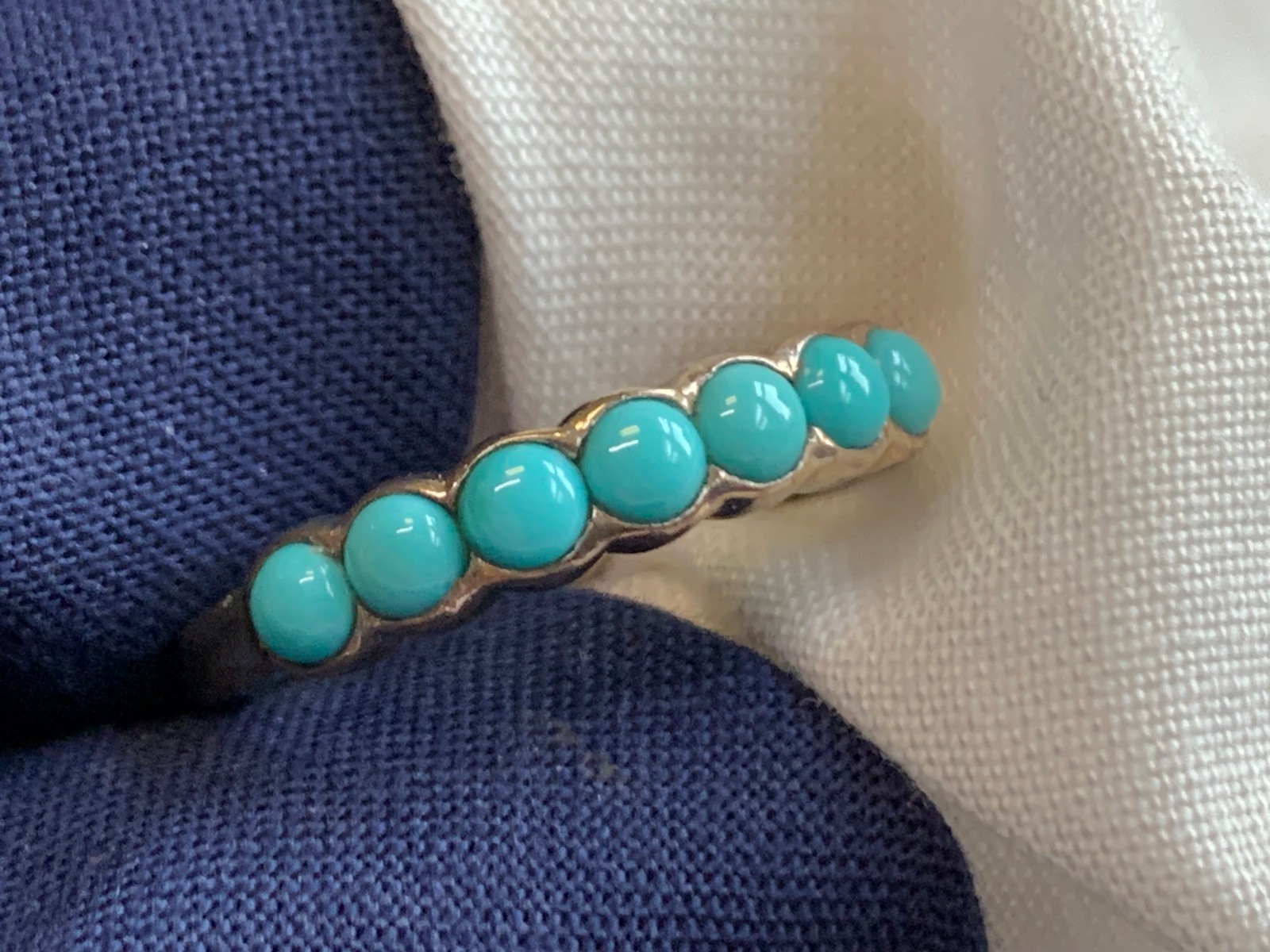 Sterling Silver Ring 2.73g Fine Jewelry Size 7 Band Turquoise Look Stones *READ*