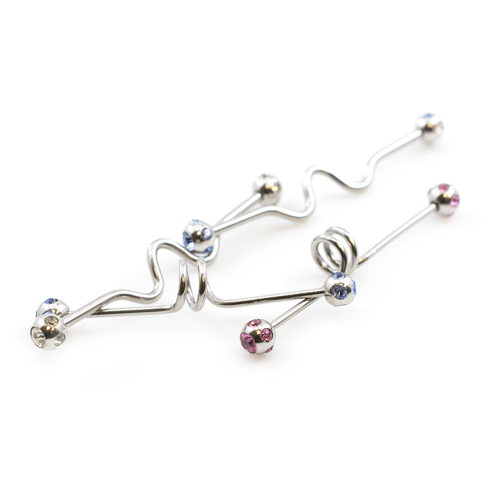 Value Package of 4 Industrial Barbells 14g and 16g Randomly Picked with Cz Gems