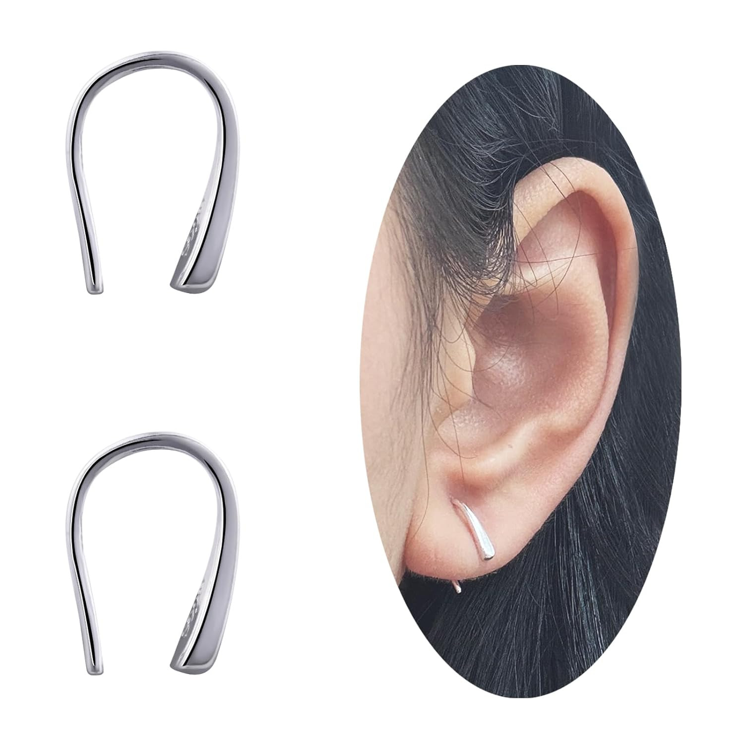 Tiny Pull through Earrings Small Threader Earrings S999 Sterling Silver Earrings