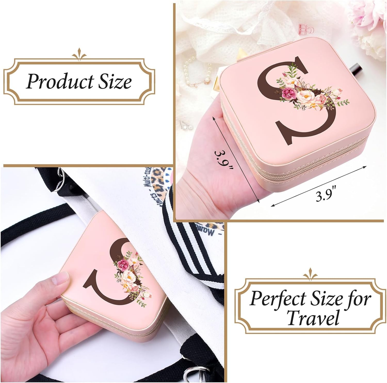 Travel Jewelry Case Box Organizer, Personalized Gifts for Women Wife Mom Aunt, M
