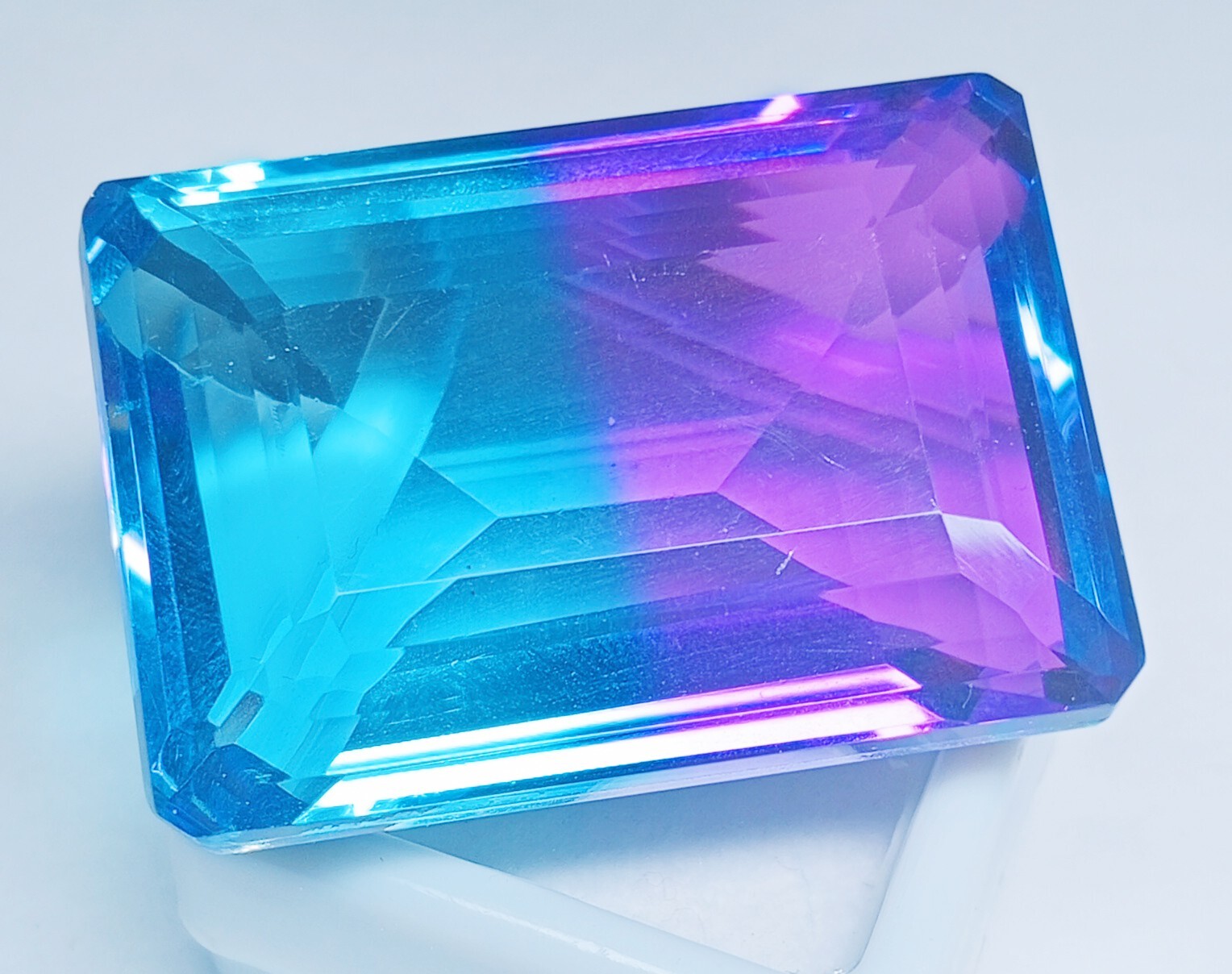 Tourmaline Bi-Color Emerald Shape Flawless Certified 111.90 Ct Loose Gemstone