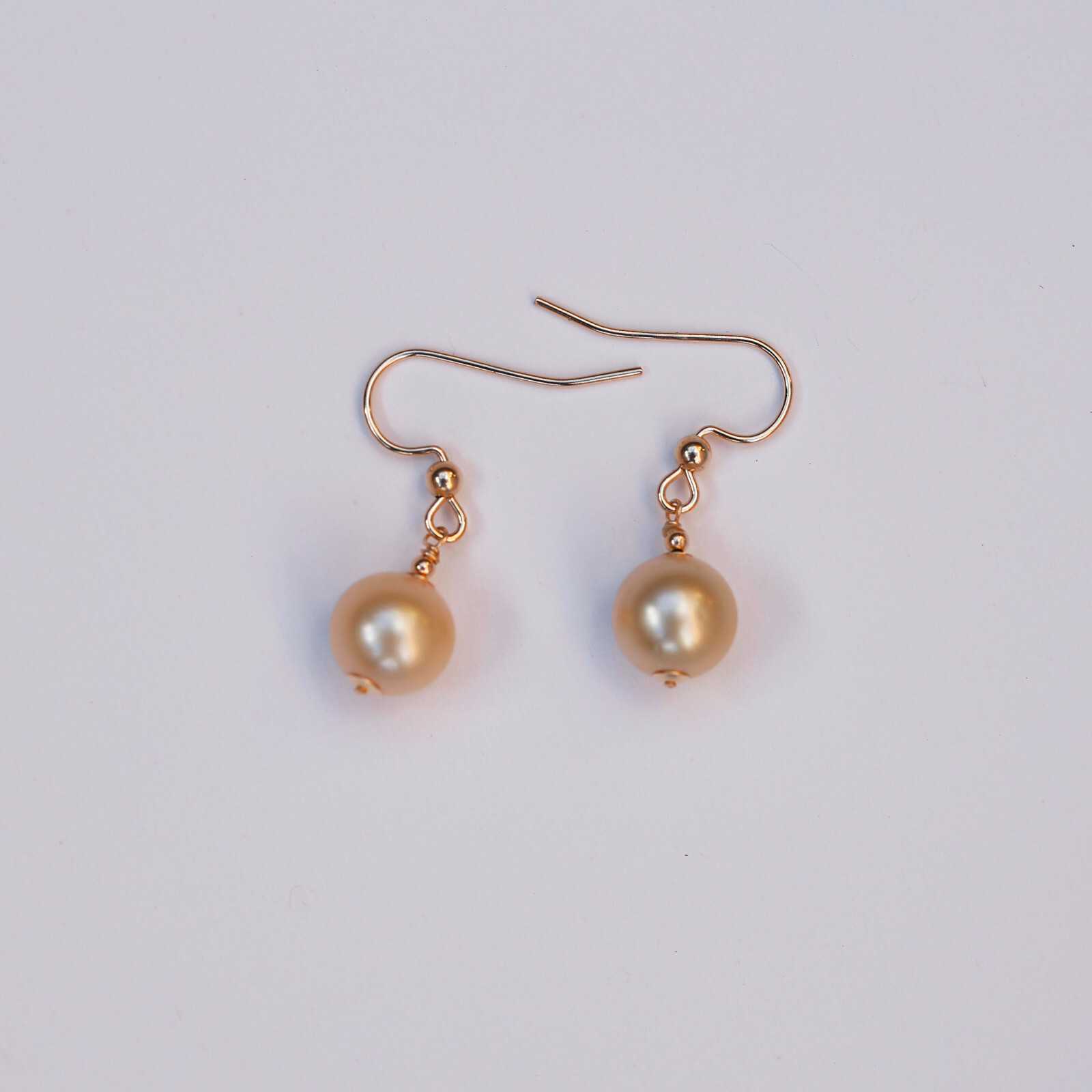 9.5-10mm natural high luster Australia gold seawater Pearl 14KGF Earring 29.5mm