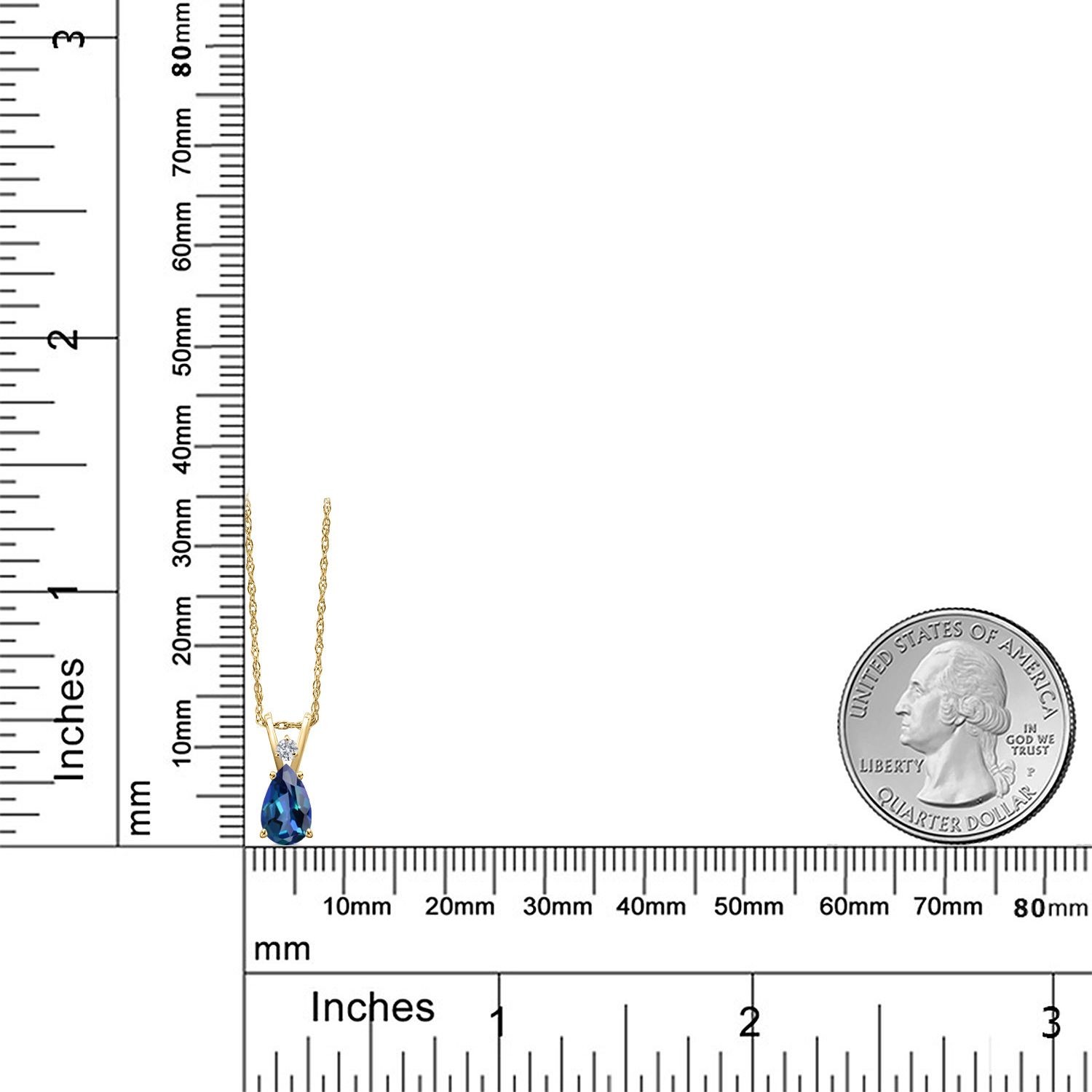 14K Yellow Gold Neptune Mystic Topaz and Lab Grown Diamond Pendant Necklace for