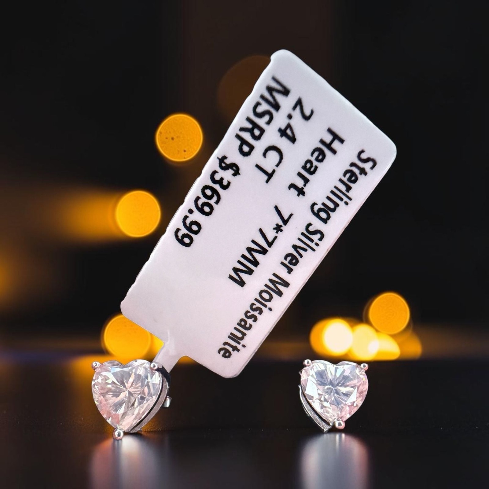 2.4 CT Heart Shape Moissanite Stud Earrings in Sterling Silver