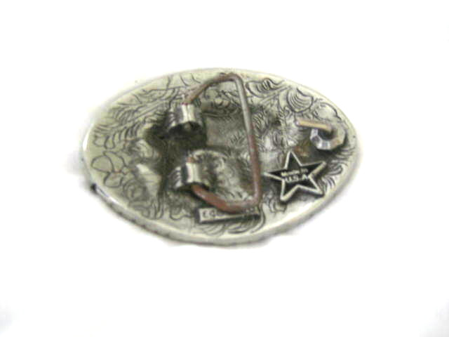 Belt Buckle in Pewter with Bucking Horse Design, Handcrafted in USA