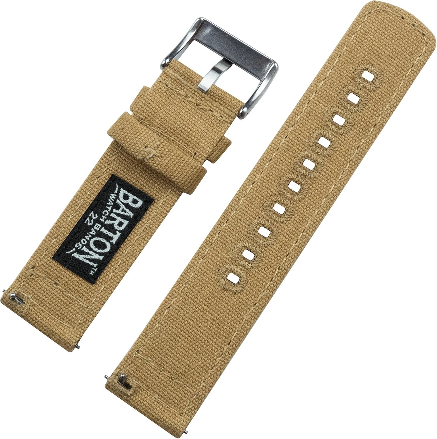 BARTON 18mm Khaki Canvas Quick Release Watch Band – Perfect for Every Occasion