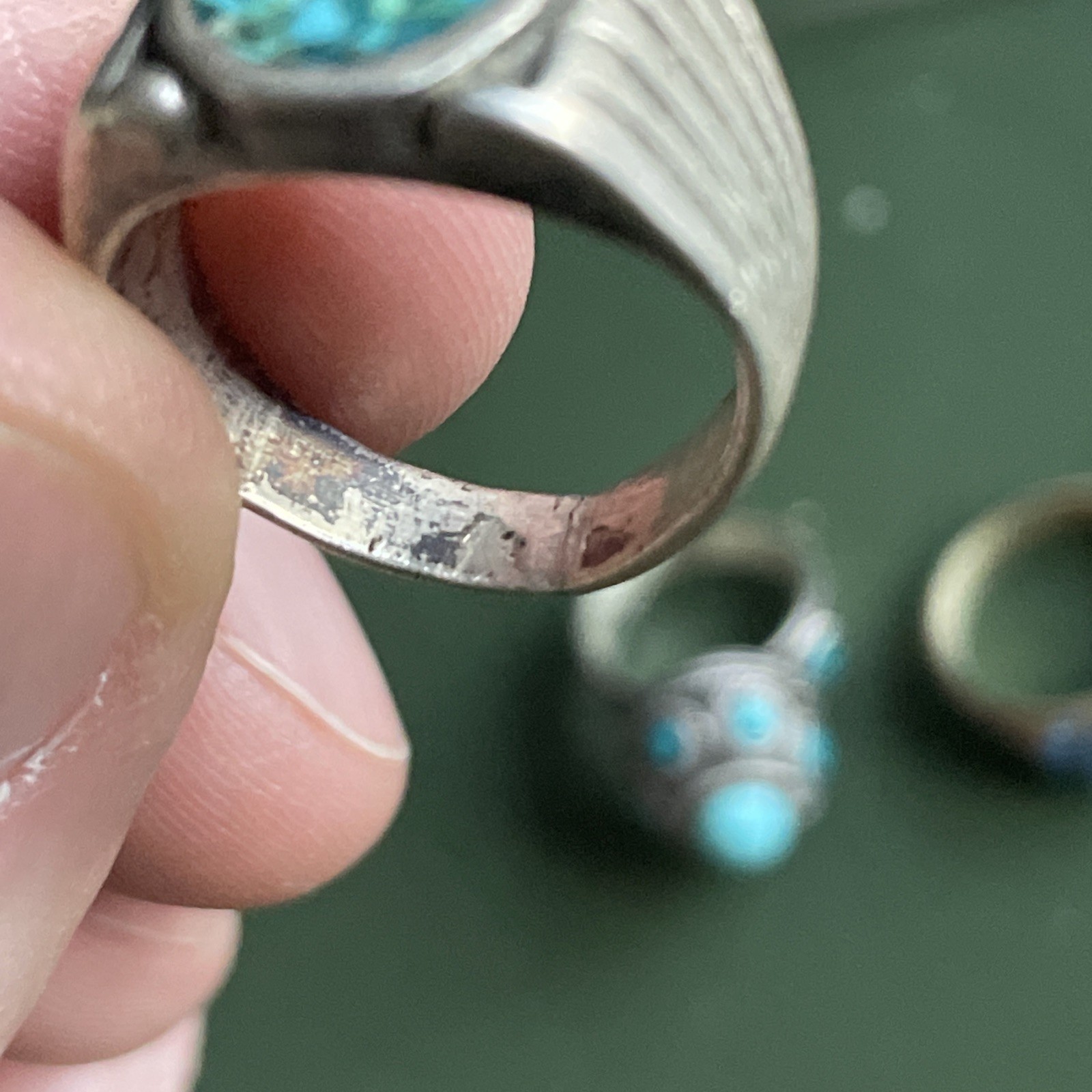 Vintage Sterling Silver Turquoise Jewelry Lot – Bracelet, Rings, Pin – 7 pieces