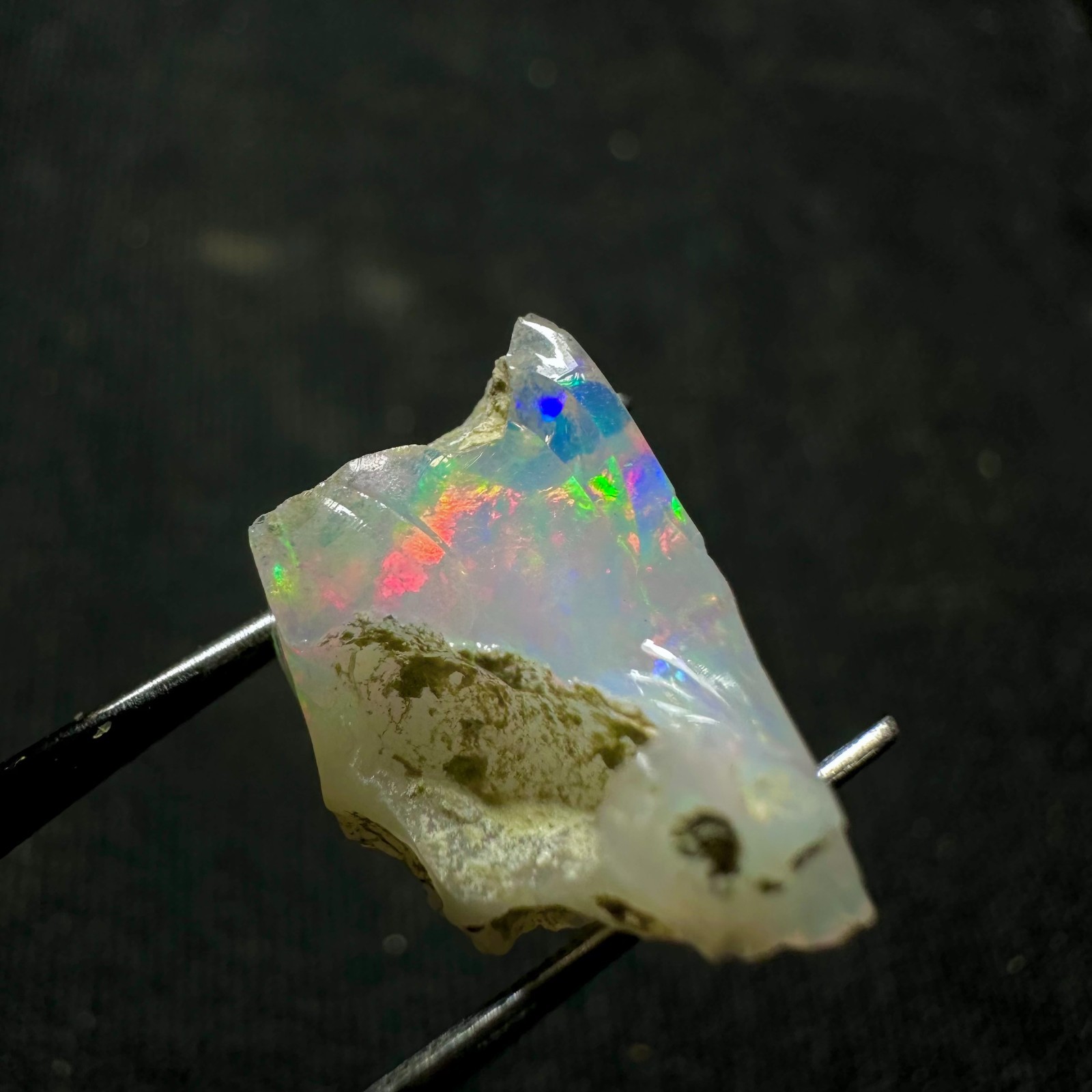 Natural White Ethiopian Opal Rough, Rainbow Fire Raw Opal, Play Of Color Opal