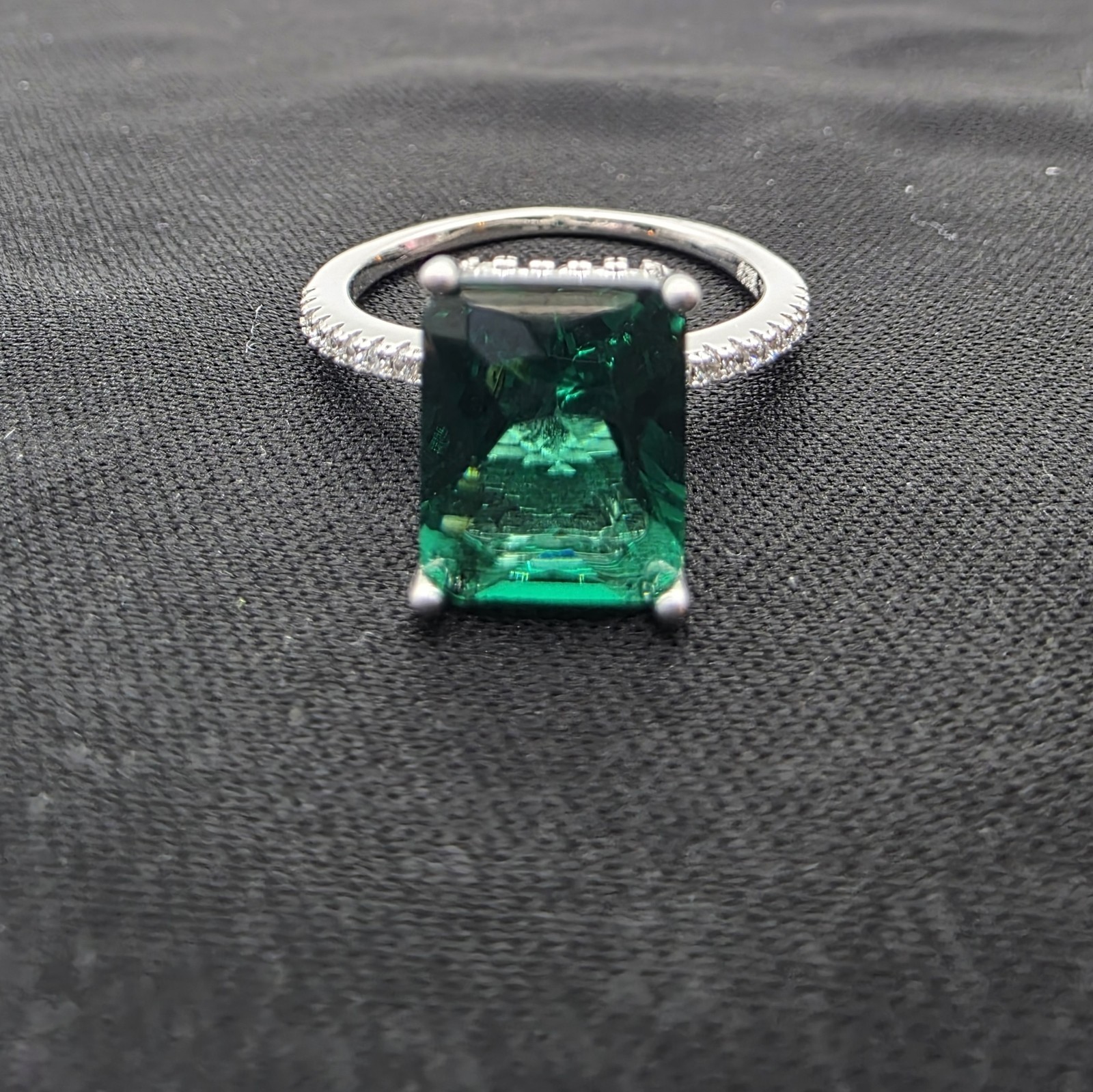 925 Sterling Silver Lab-Created Tsavorite Radiant Cut Ring 4.00ct UGI Sz 6 3/4