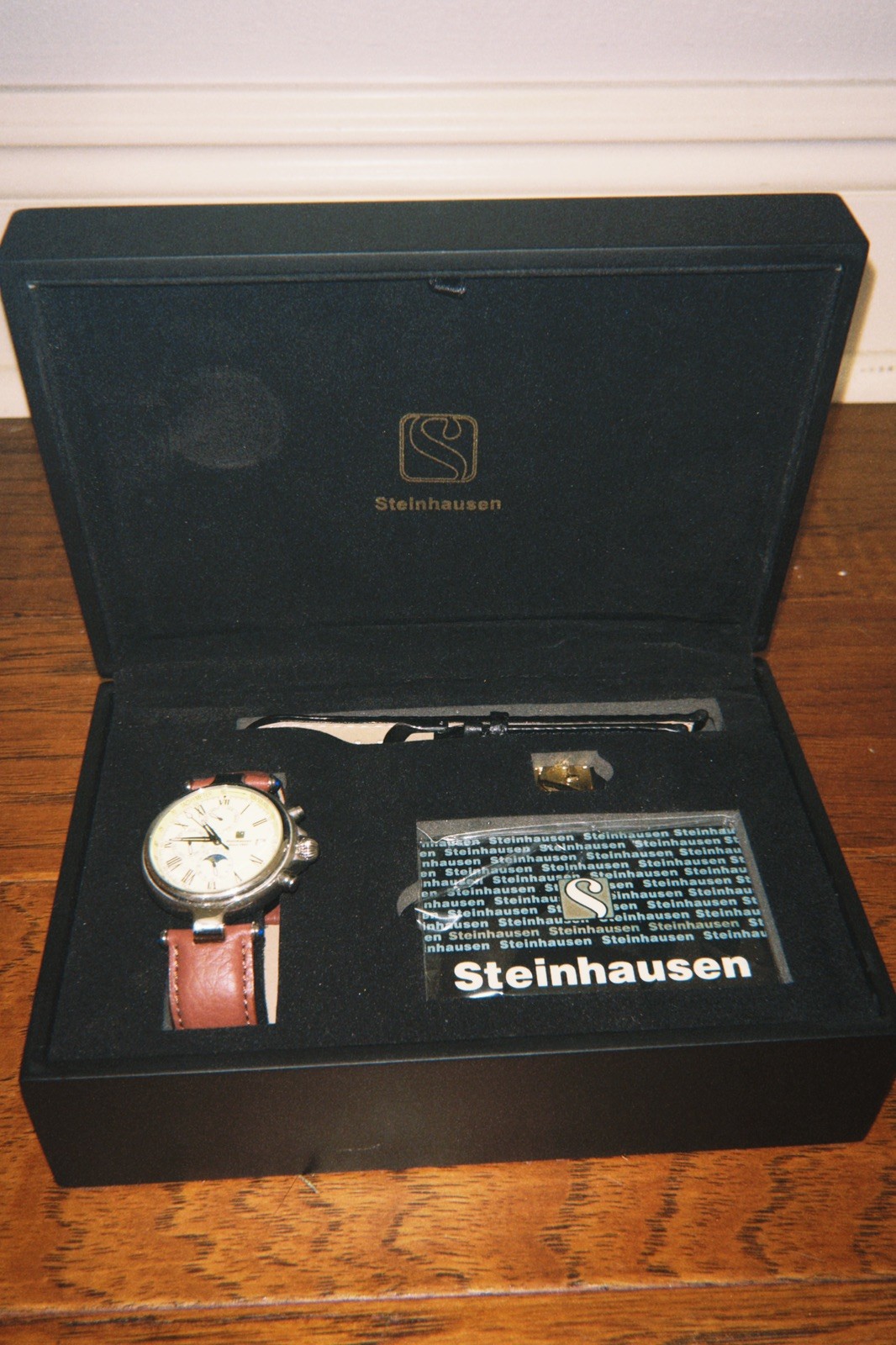 Steinhausen Automatic Moonphase Watch TW391 w/ Bands Box Mens Self Winding