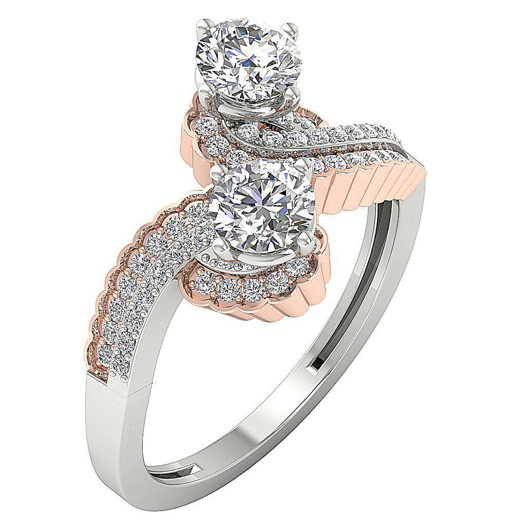 Anniversary Gift Forever Us Two Stone Ring Natural Diamond I1 G 1.50 Ct 14k Gold