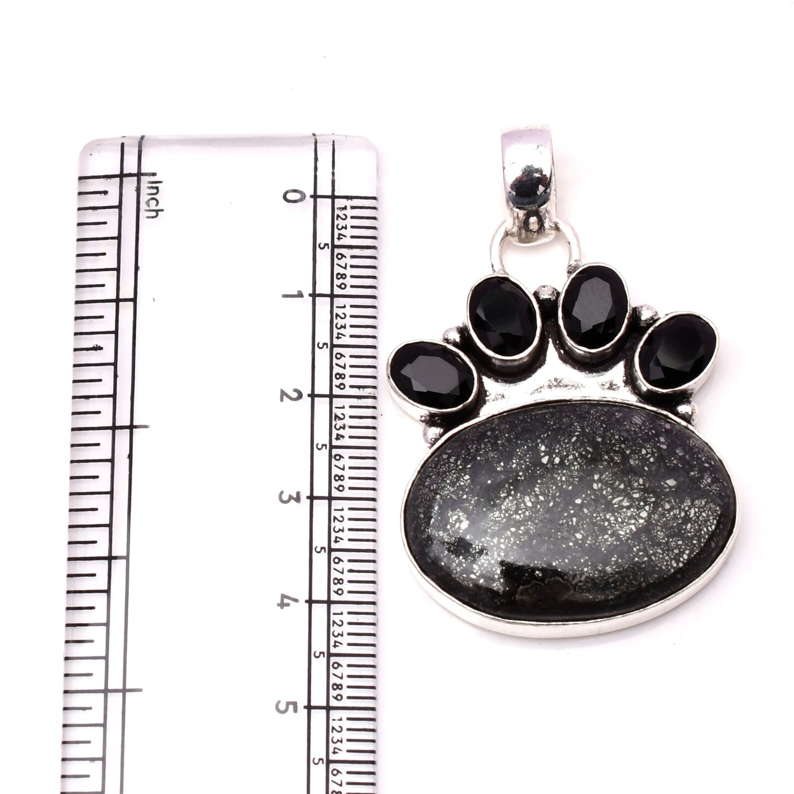 Marcasite Gemstone 925 Sterling Silver Handmade Jewelry Pendant 1.85″
